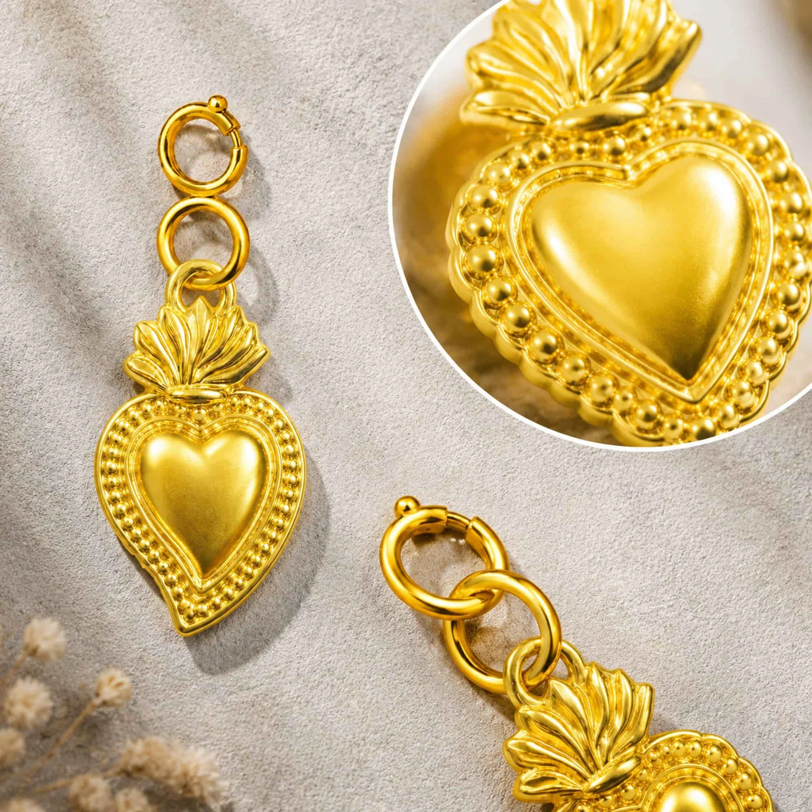 CHARM ACERO DORADO CHAPADO ORO 14 K-CON CIERRE