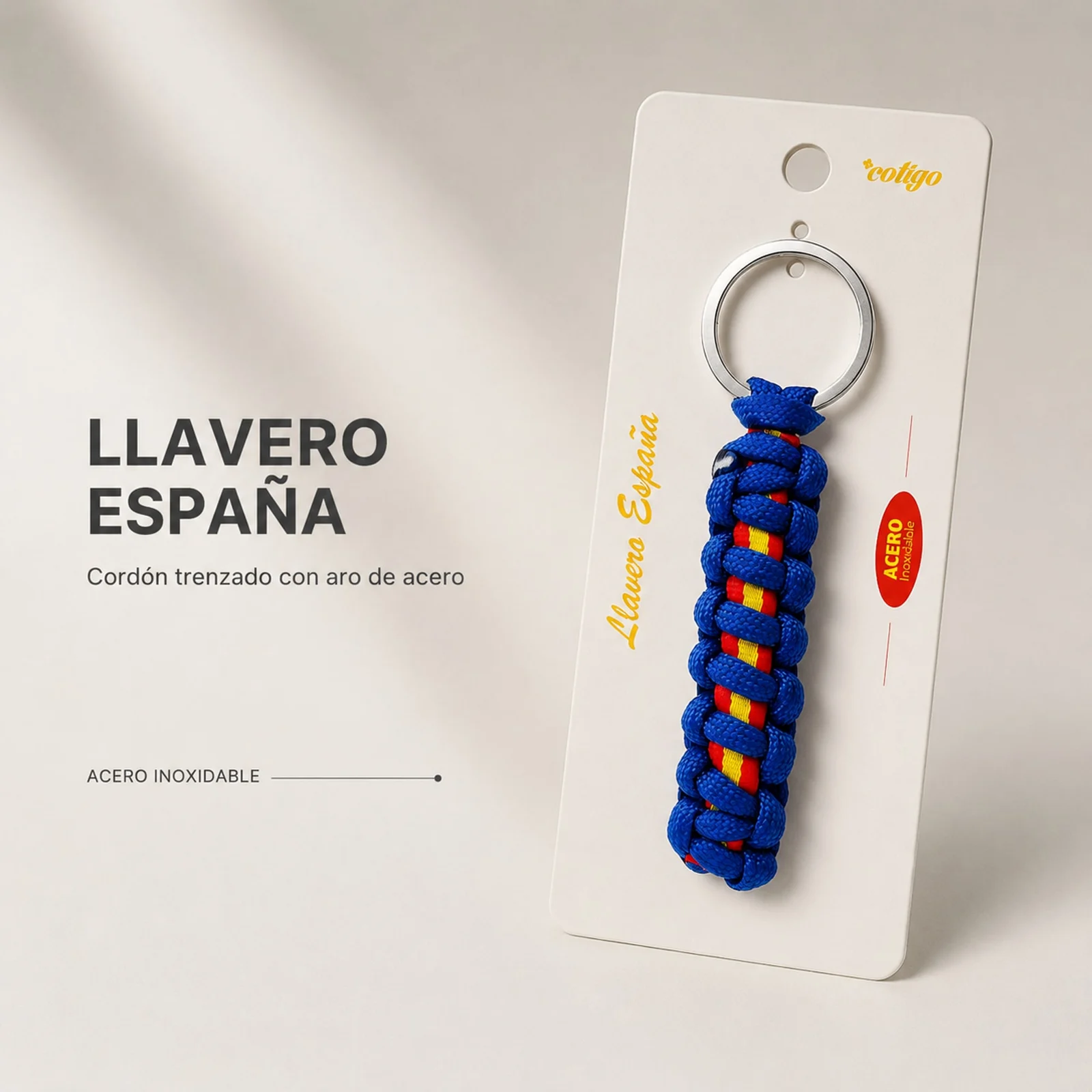 LLAVERO CUERDA CON ARO ACERO