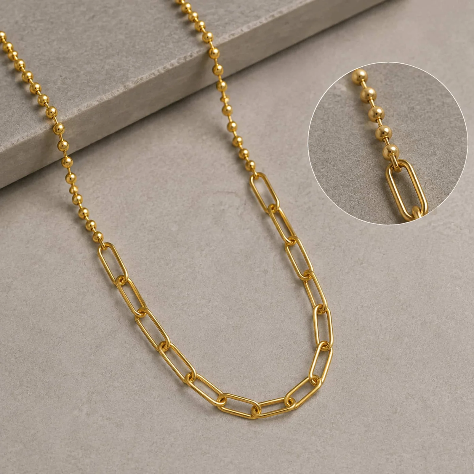 COLLAR DE CADENA ACERO COLOR DORADO PARA CHARM
