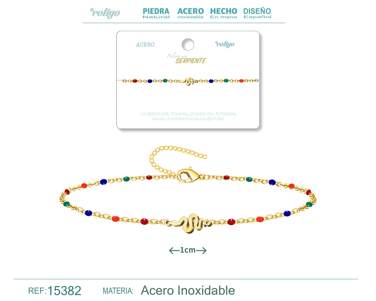 PULSERA ACERO MULTICOLOR CON SERPIENTE