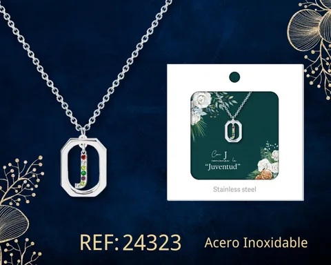 COLLAR INICIAL LETRA J ACERO CON SOBRE