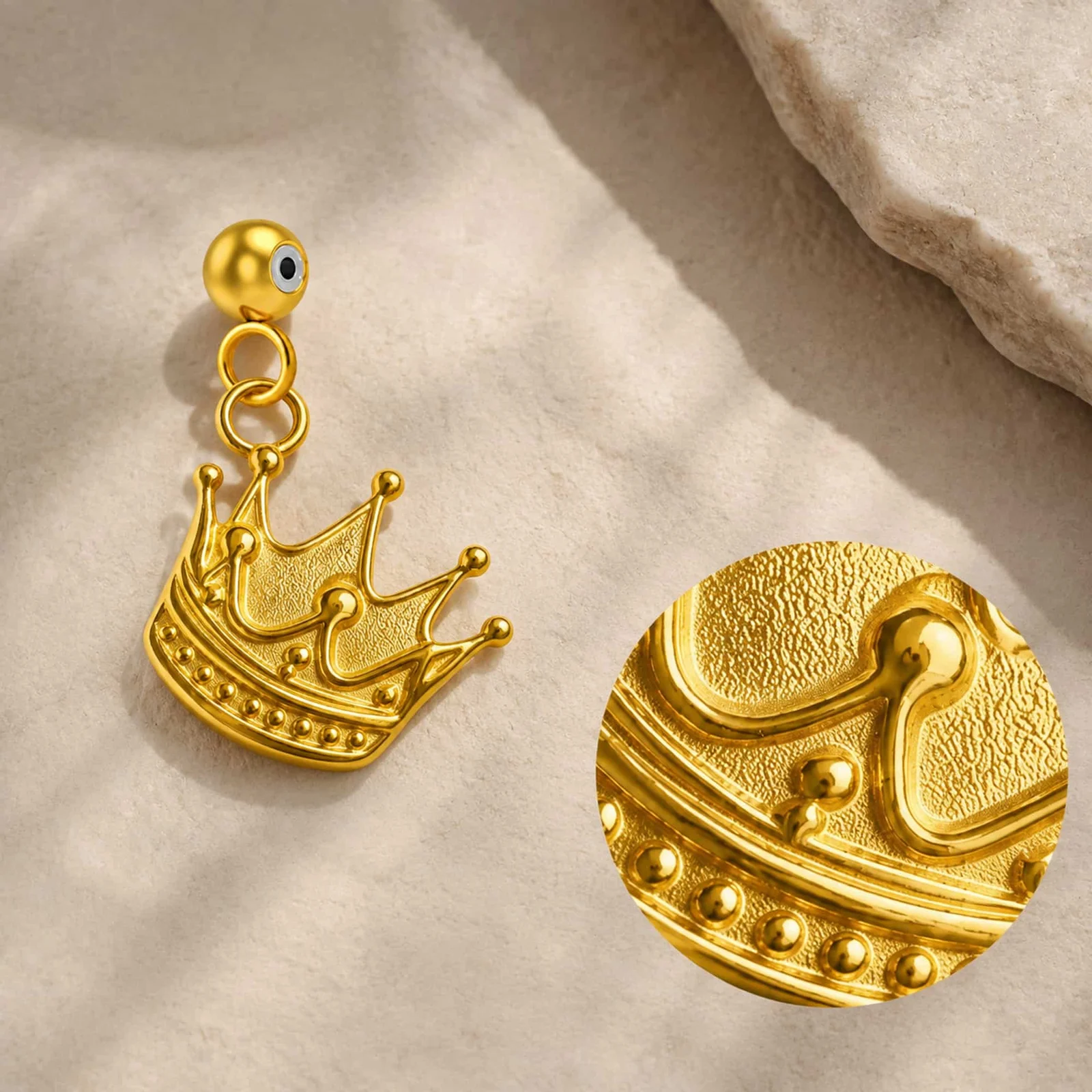 CHARM ACERO DORADO CHAPADO ORO 14 K-CON BOLA DE GOMA