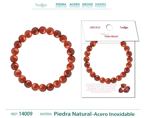 PULSERA DE PIEDRA JASPE ROJA REDONDO 8MM