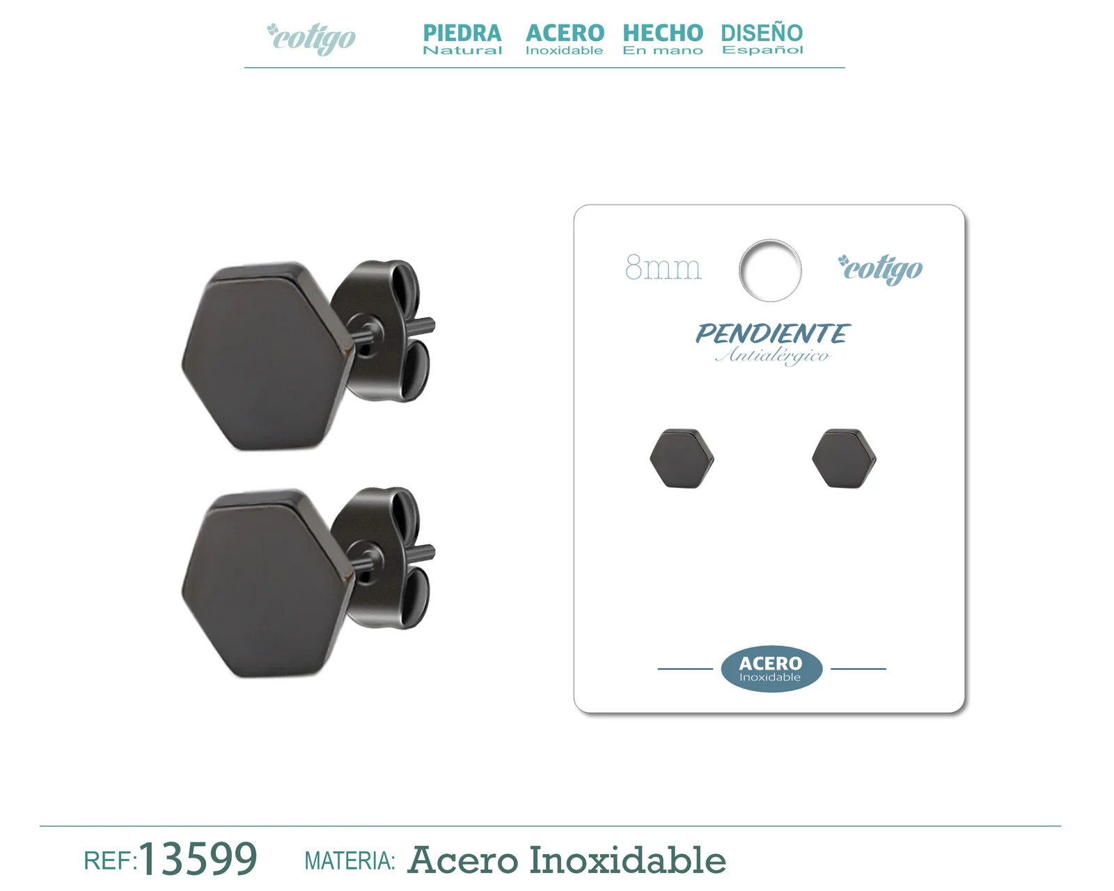 PENDIENTE ACERO COLOR NEGRO