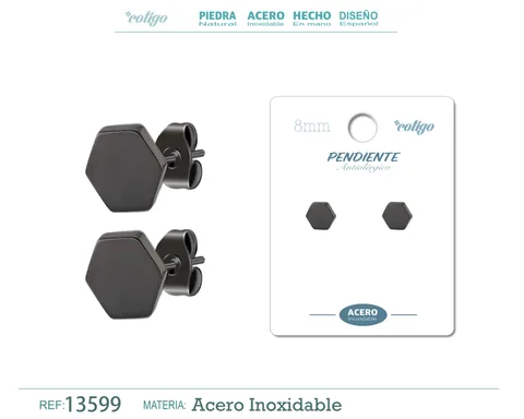 PENDIENTE ACERO COLOR NEGRO