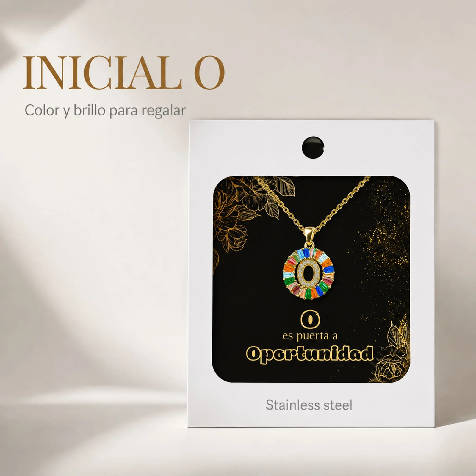COLGANTE LETRA O CHAPADO ORO 14K CON CIRCONITA