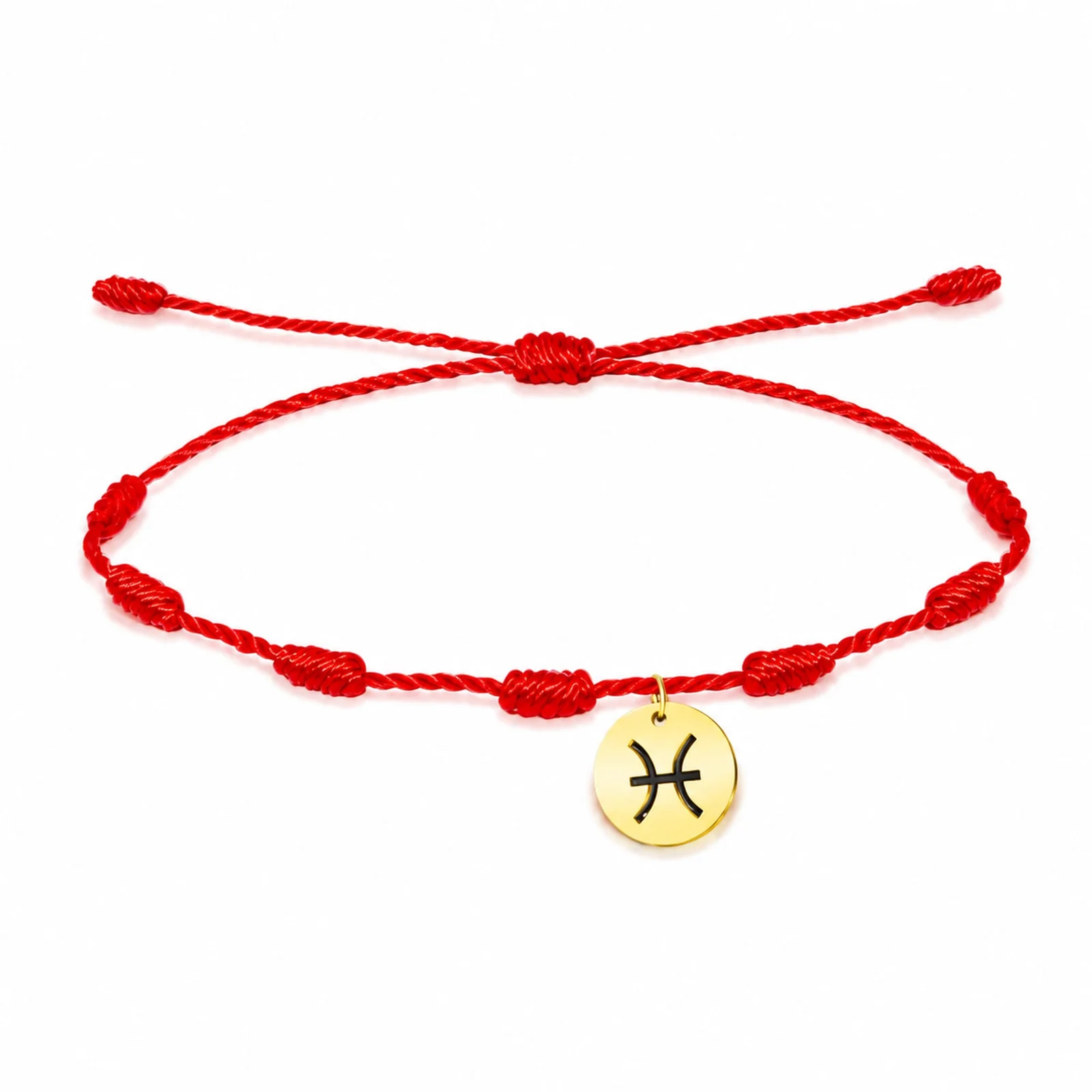 PULSERA 7 NUDOS CON PISCIS ACERO. COLOR DORADO