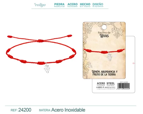 PULSERA 7 NUDOS CON UVA ACERO PLATEADO