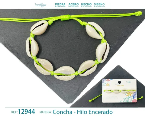 PULSERA HILO ENCERADO DE CONCHA