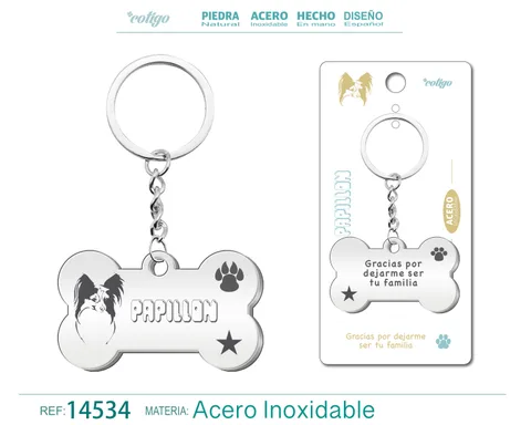 LLAVERO ACERO DE PERRO PAPILLÓN