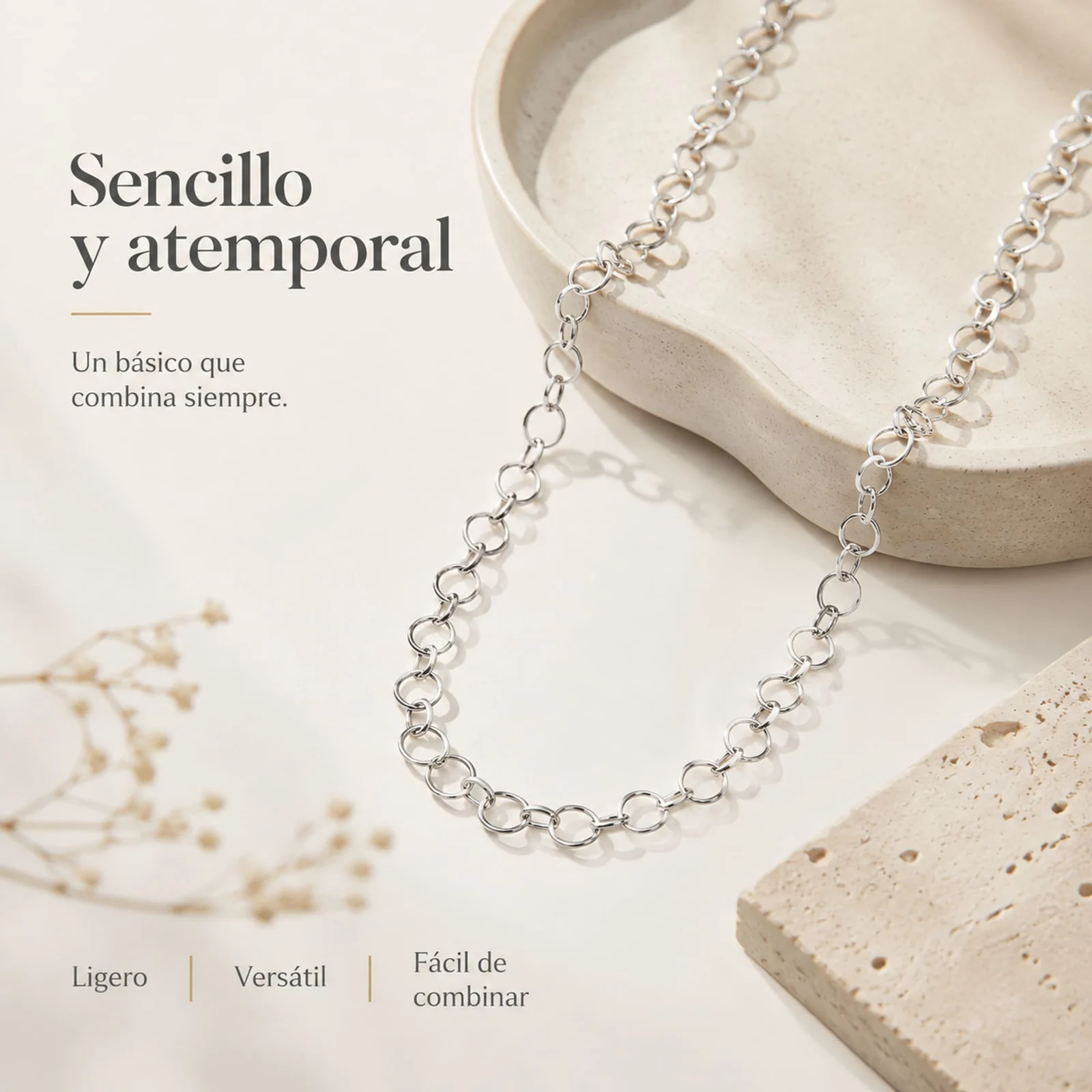 COLLAR DE CADENA ACERO PLATEADO