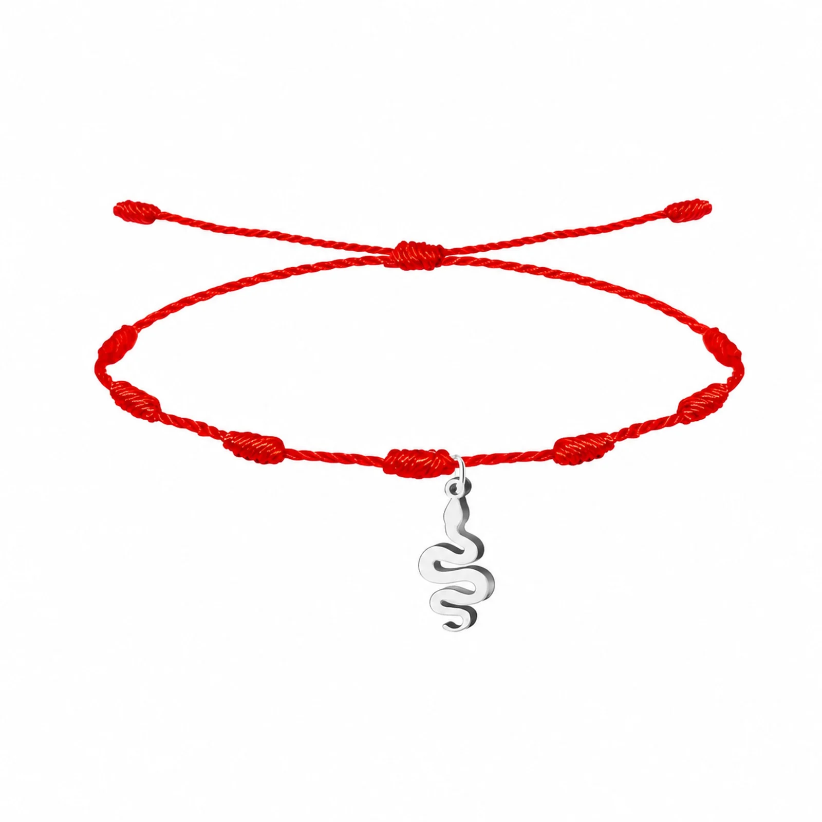PULSERA 7 NUDOS CON SERPIENTE COLOR PLATEADO