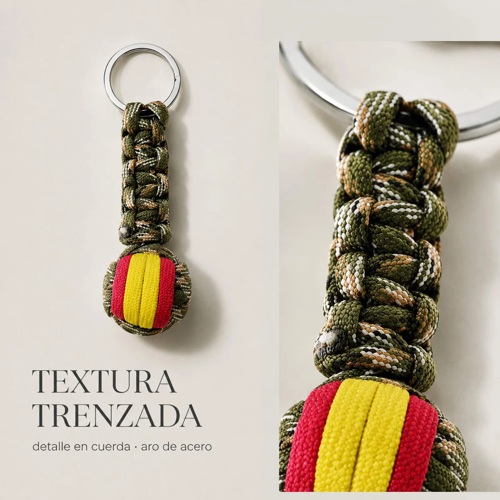 LLAVERO BOLA DE CUERDA CON ARO ACERO