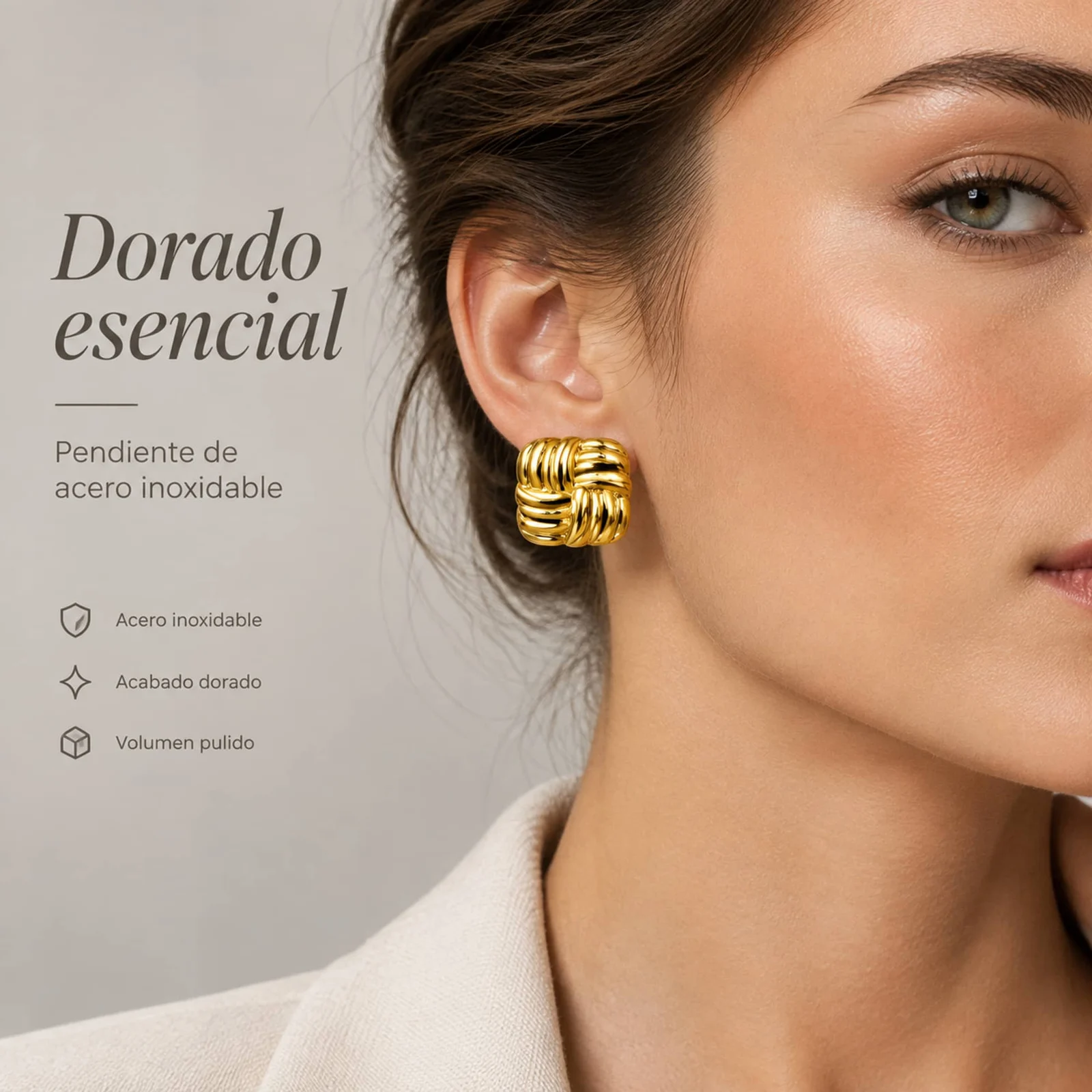 Pendiente Acero Inoxidable color Dorado