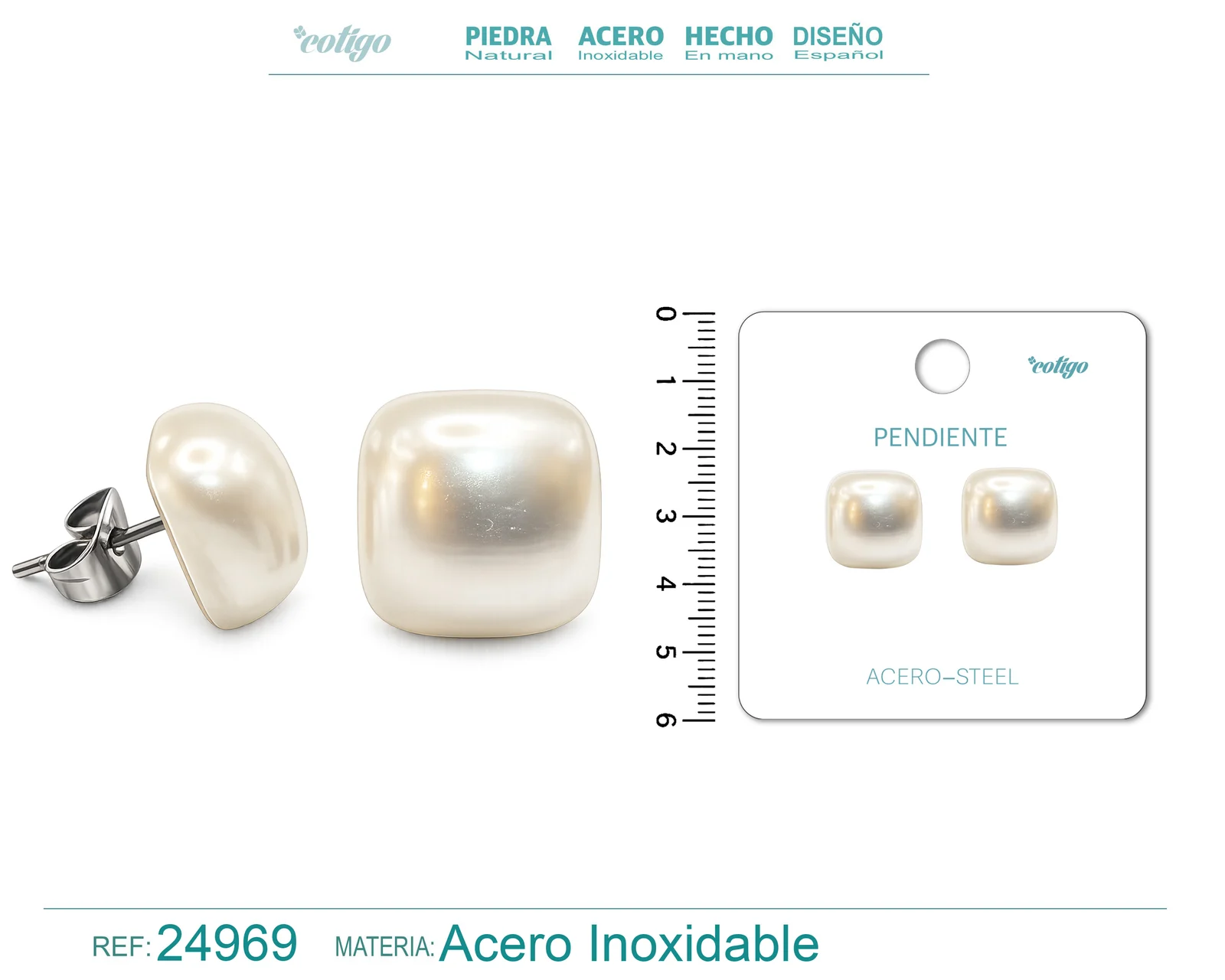 PENDIENTE DE PERLA CON ACCESORIO ACERO