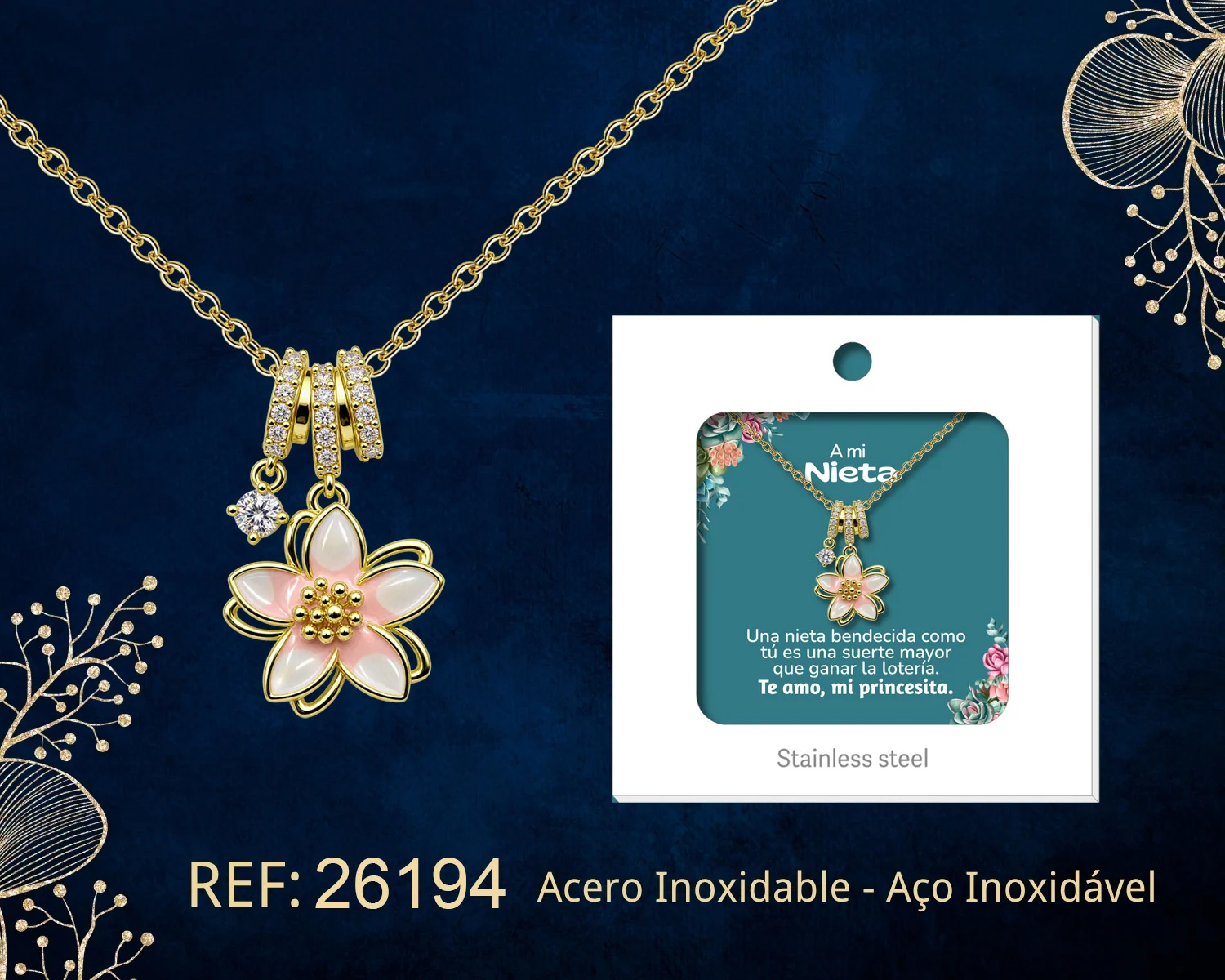 COLGANTE CHAPADA ORO 14K CON CIRCONITA PARA REGALAR