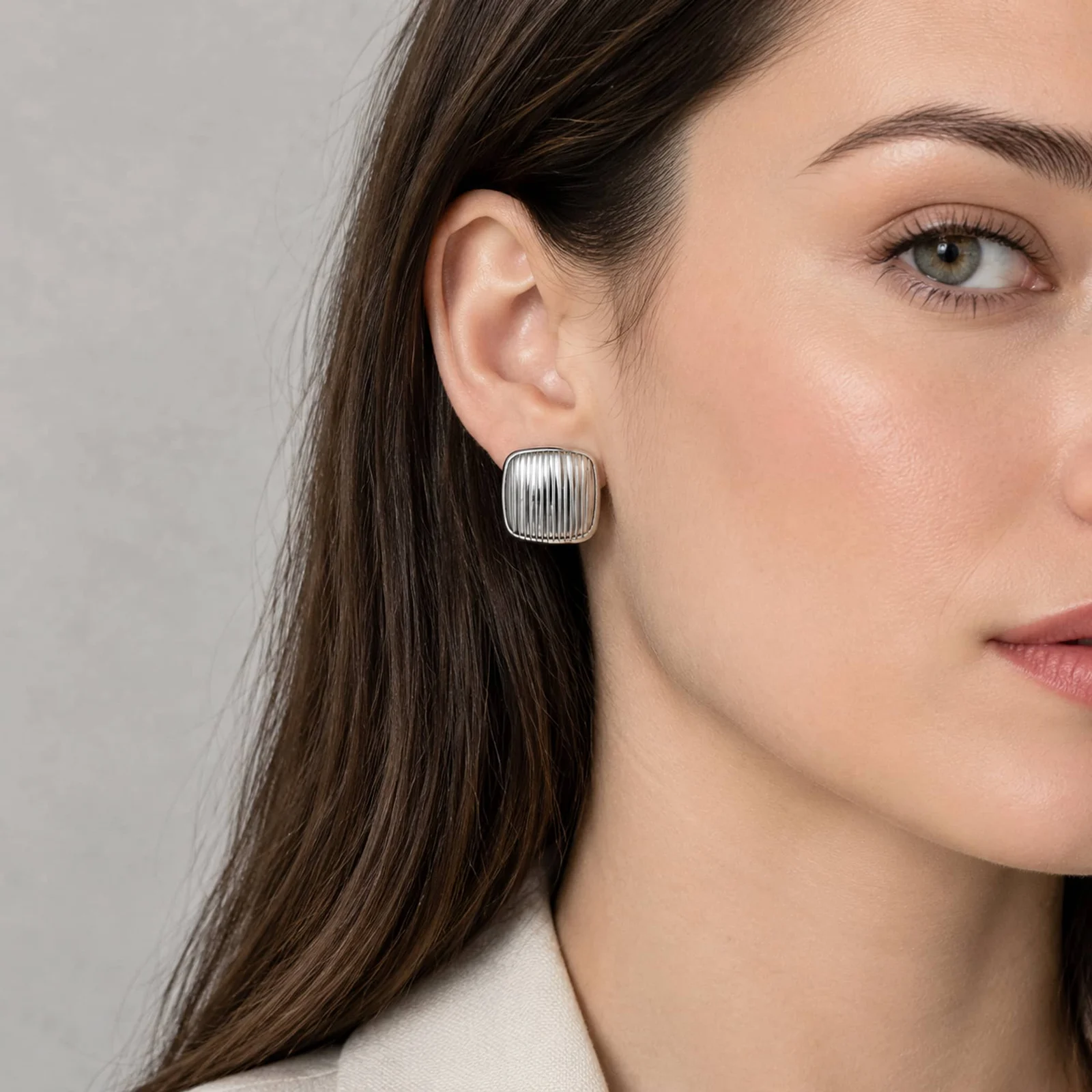 Pendiente Acero Inoxidable color Plateado