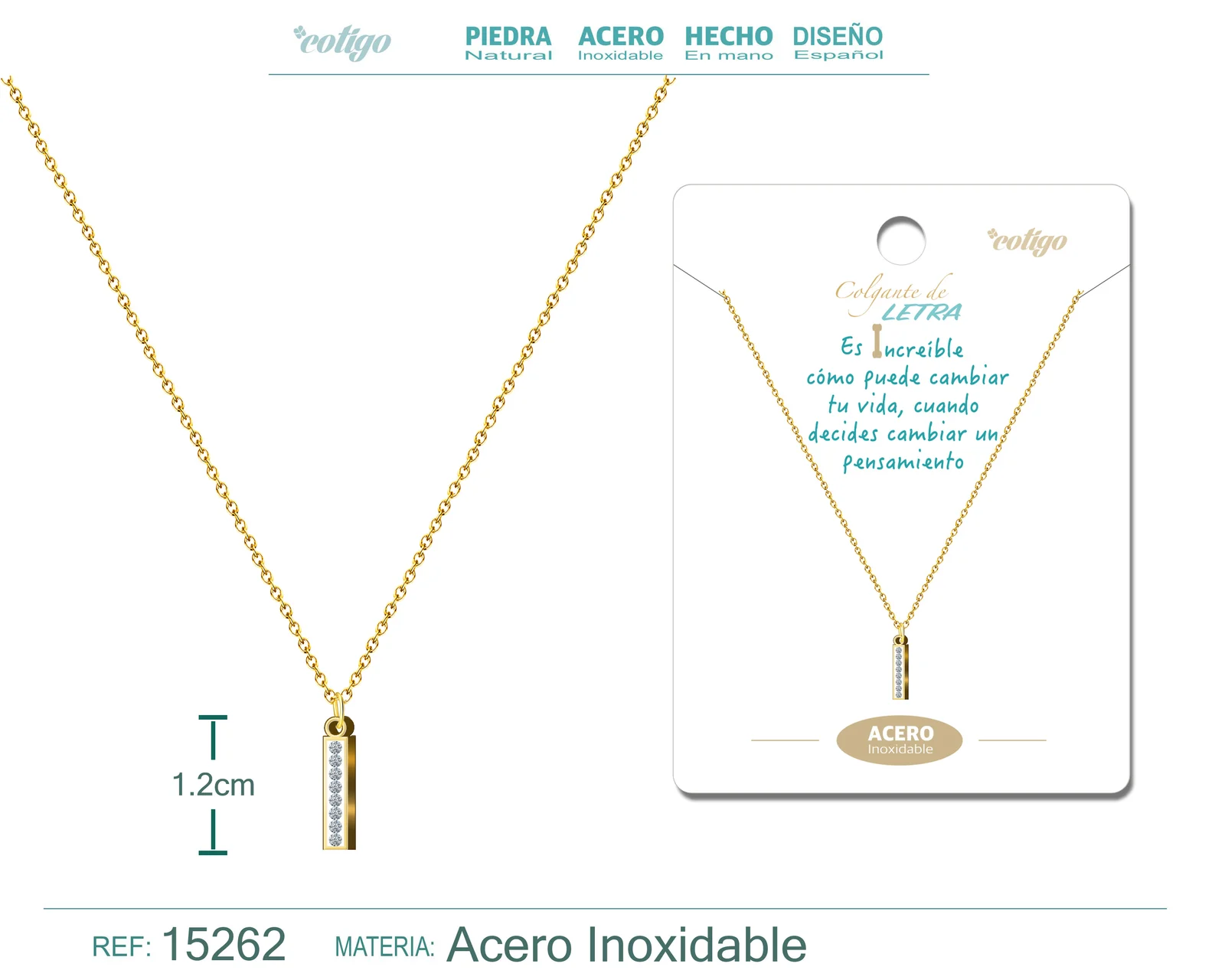 COLLAR LETRA I COLOR DORADO