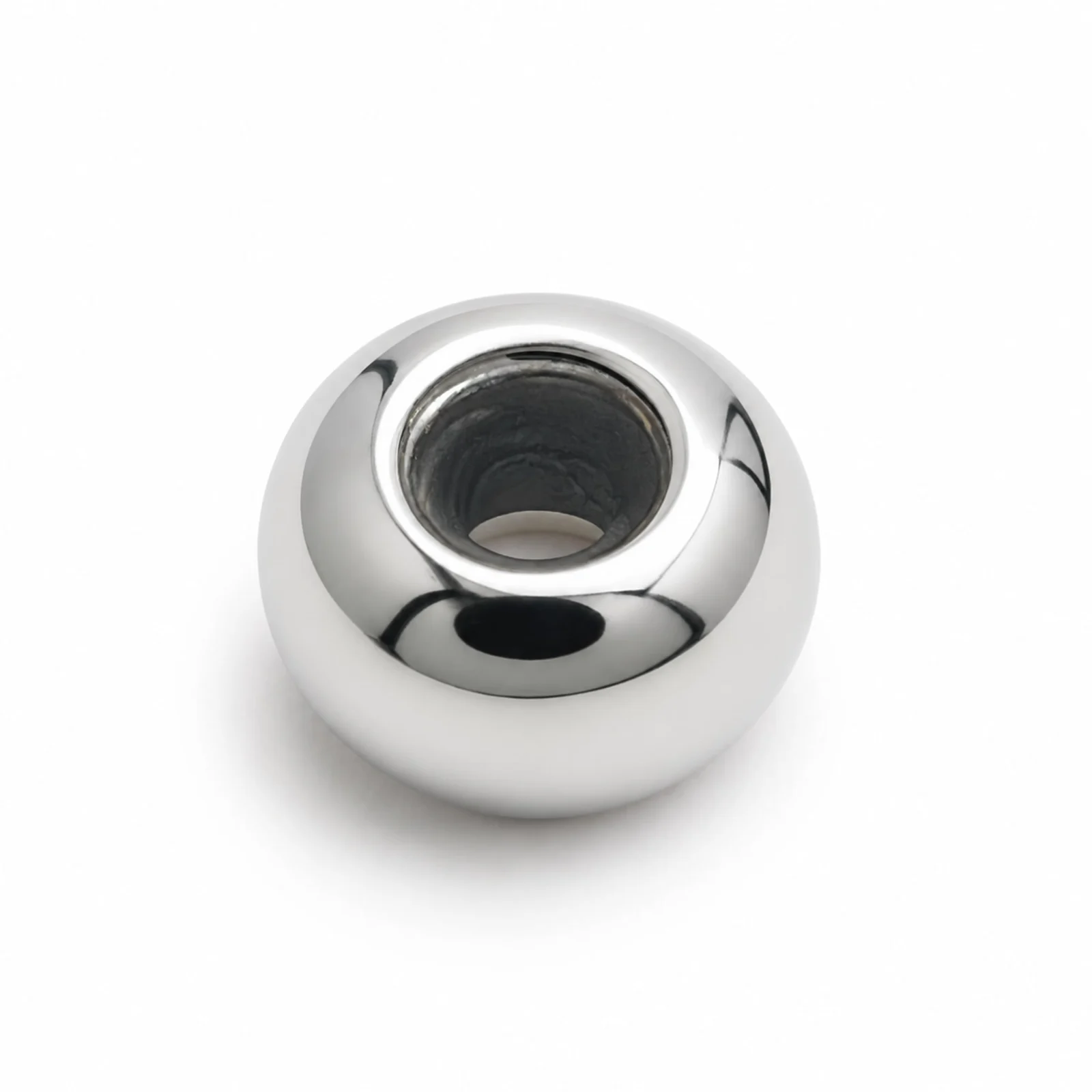 BOLA PLANO 6MM ACERO PLATEADO CON GOMA PARA FIJAR CHARM EN CADENA DE SERPIENTE