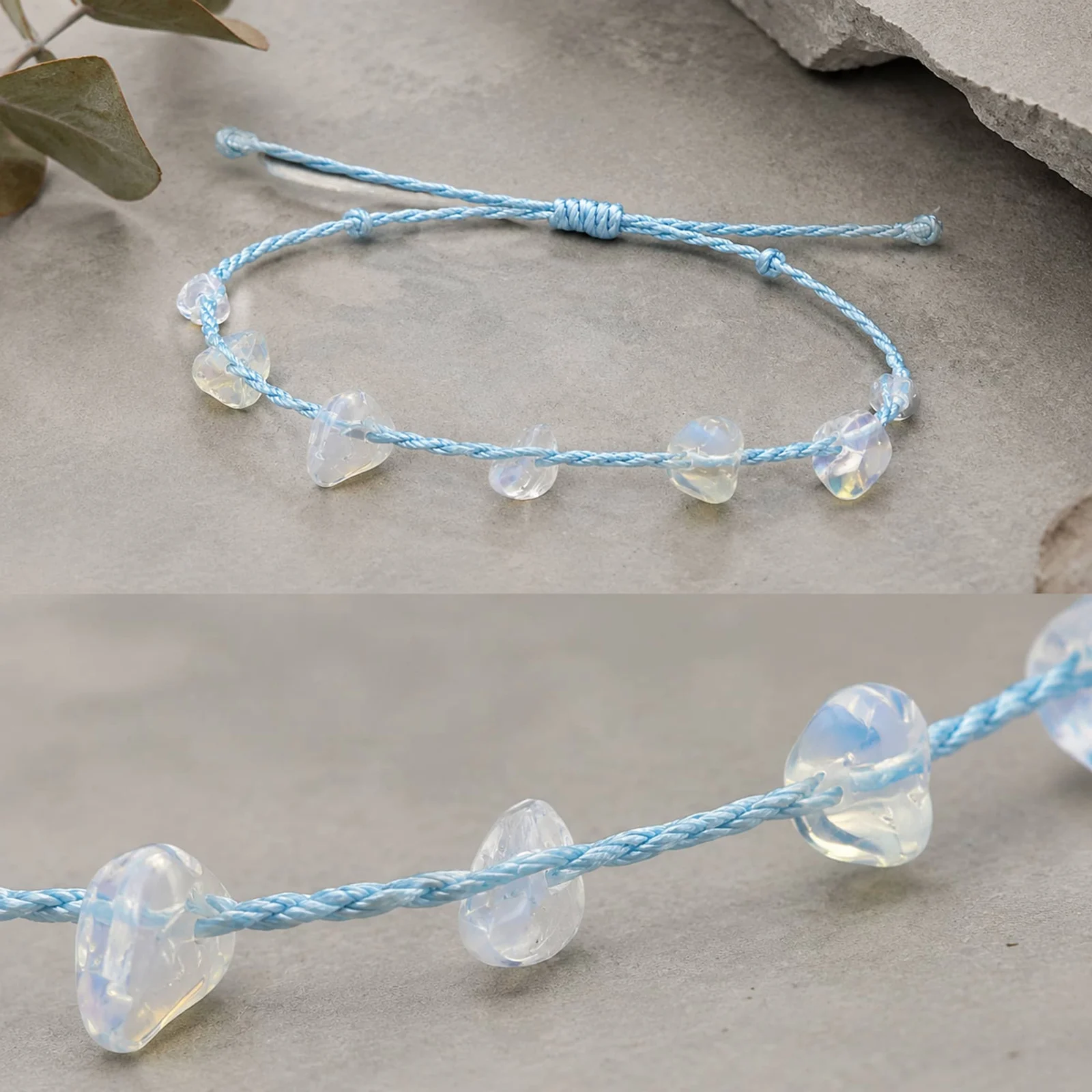PULSERA HILO ENCERADO CON OPALINA