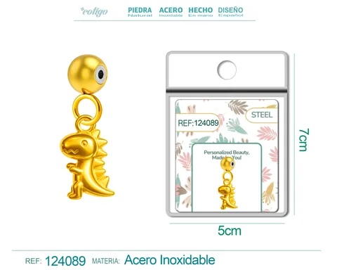 CHARM ACERO DORADO CHAPADO ORO 14 K-CON BOLA DE GOMA