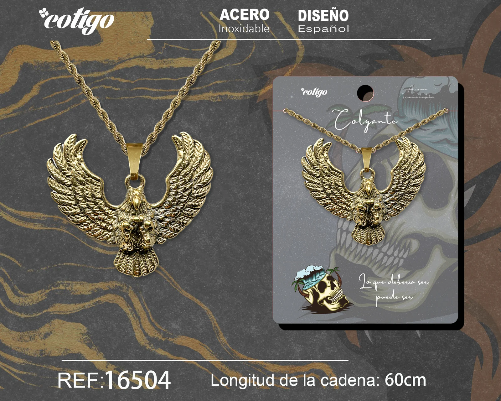 COLGANE HOMBRE ACERO COLOR DORADO