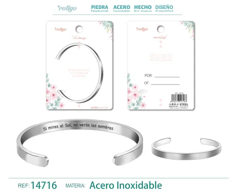 BRAZALETE ACERO CON MENSAJE ESPAÑOL