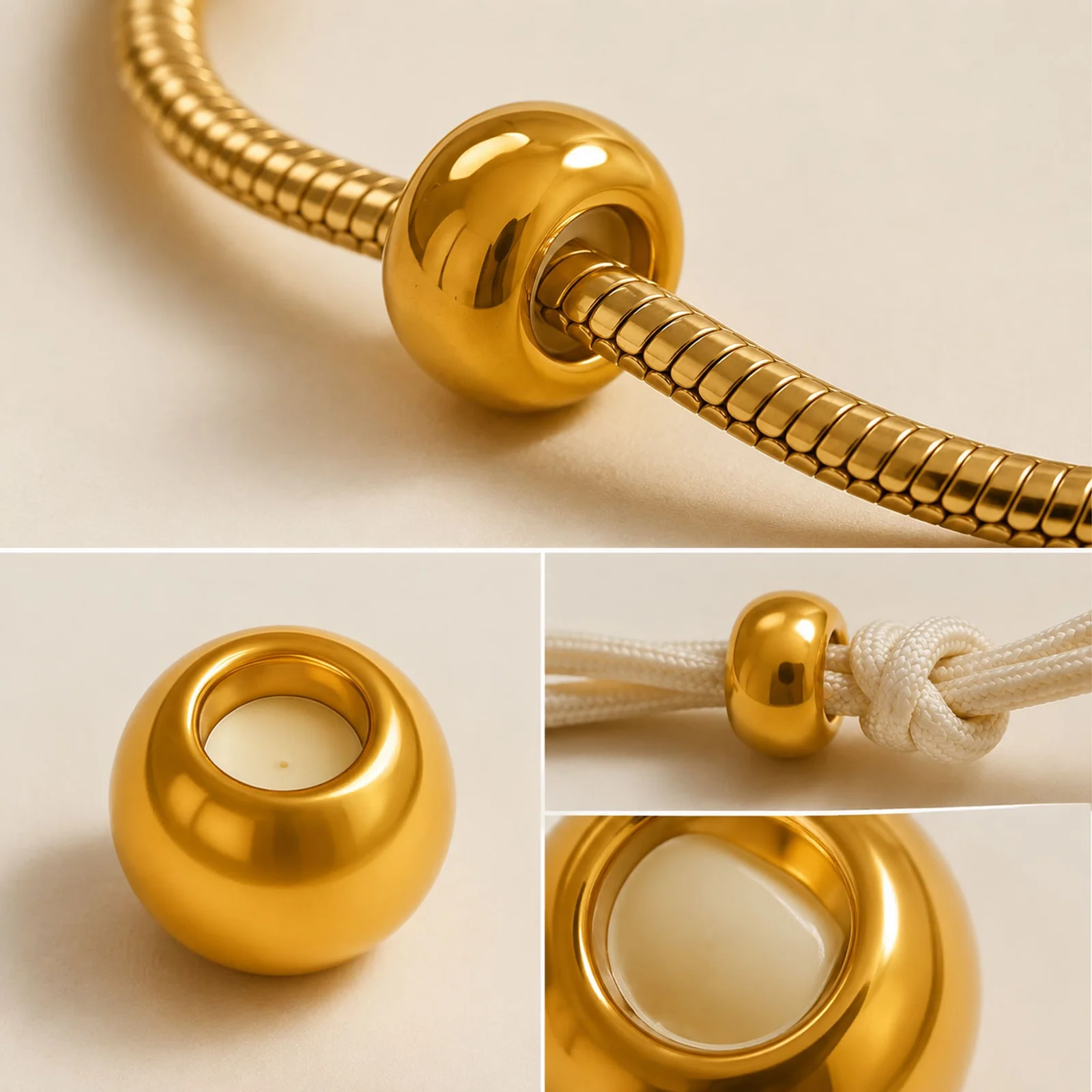 BOLA 4MM ACERO COLOR DORADO CON GOMA PARA FIJAR CHARM
