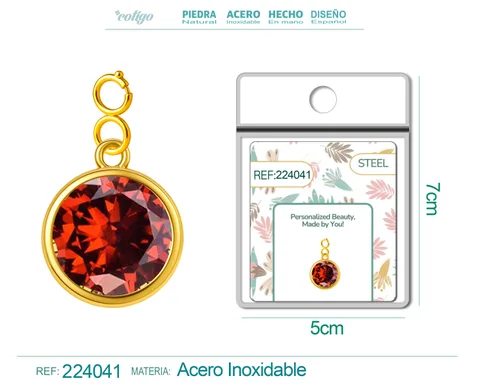 CHARM ACERO DORADO CON PIEDRA NACIMIENTO DE ENERO-CON CIERRE