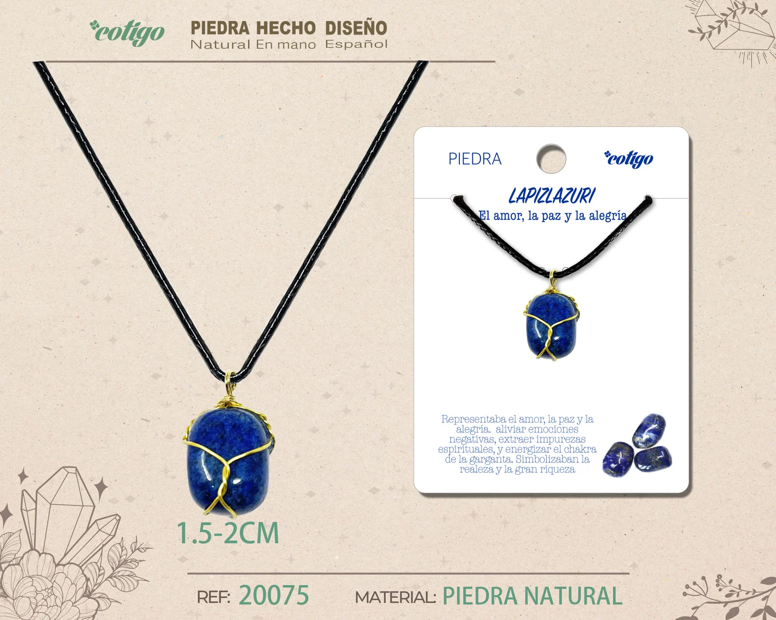 COLGANTE PIEDRA NATURAL- LAPIZRAZURI