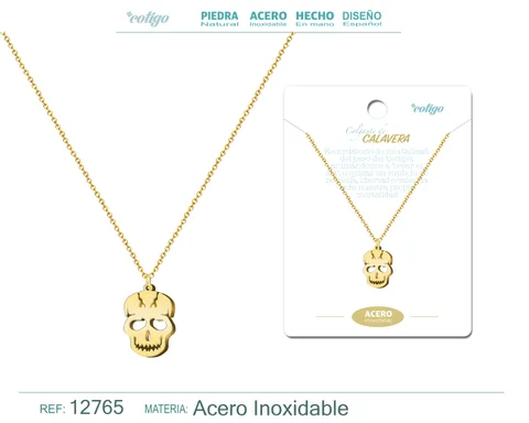 COLGANTE CALAVERA ACERO COLOR DORADO