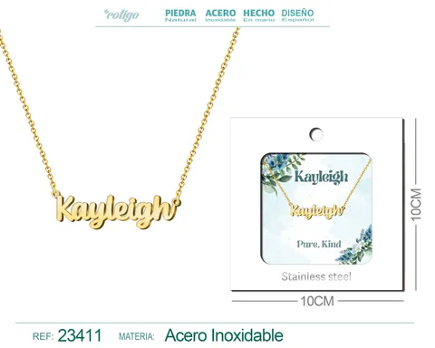 COLLAR NOMBRE INGLES KAYLEIGH ACERO CON SOBRE