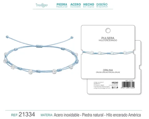PULSERA HILO ENCERADO CON OPALINA