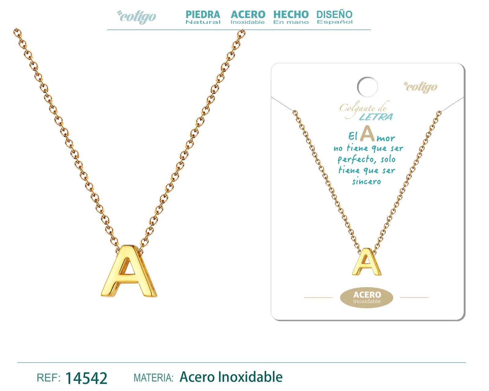 COLLAR LETRA A COLOR DORADO