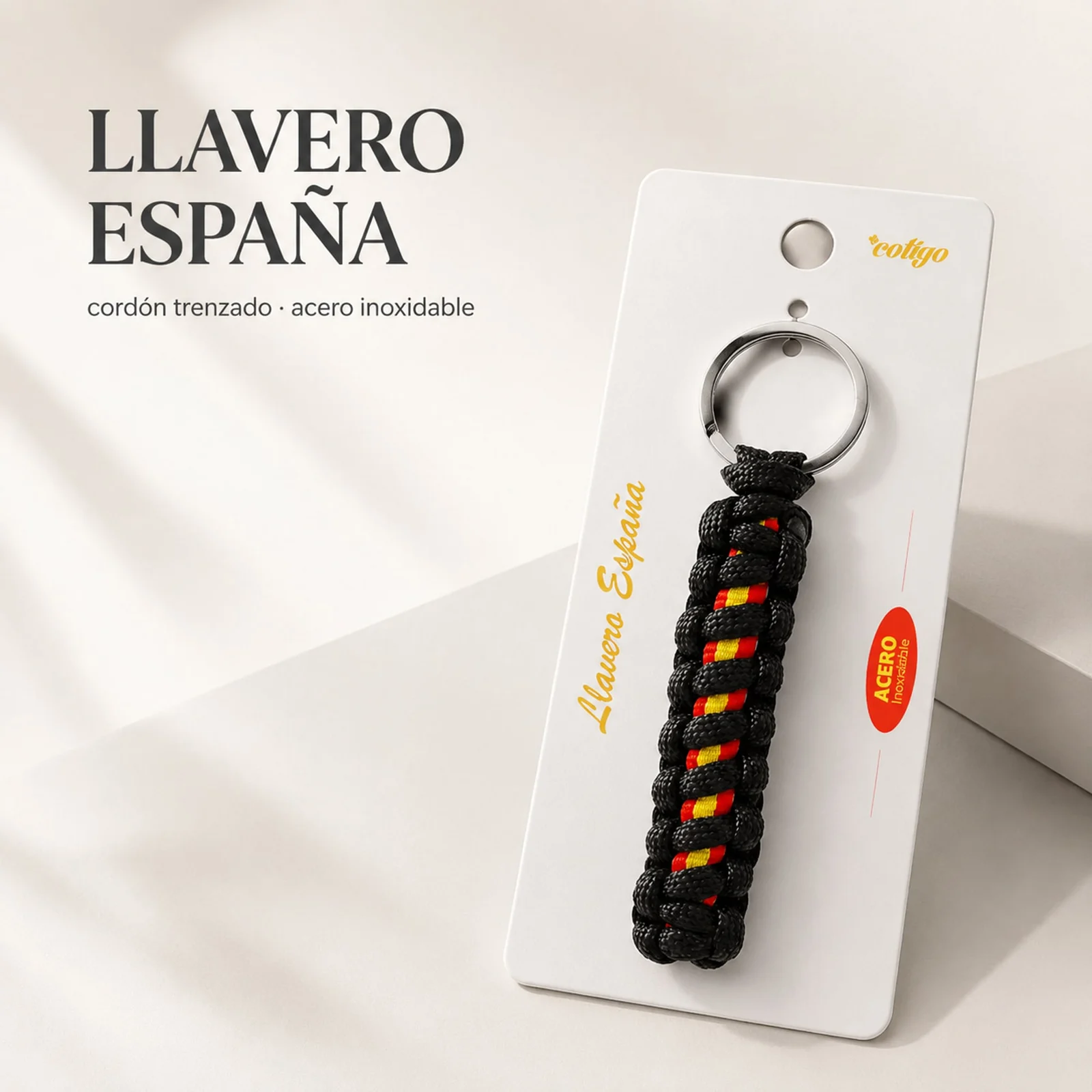 LLAVERO CUERDA CON ARO ACERO