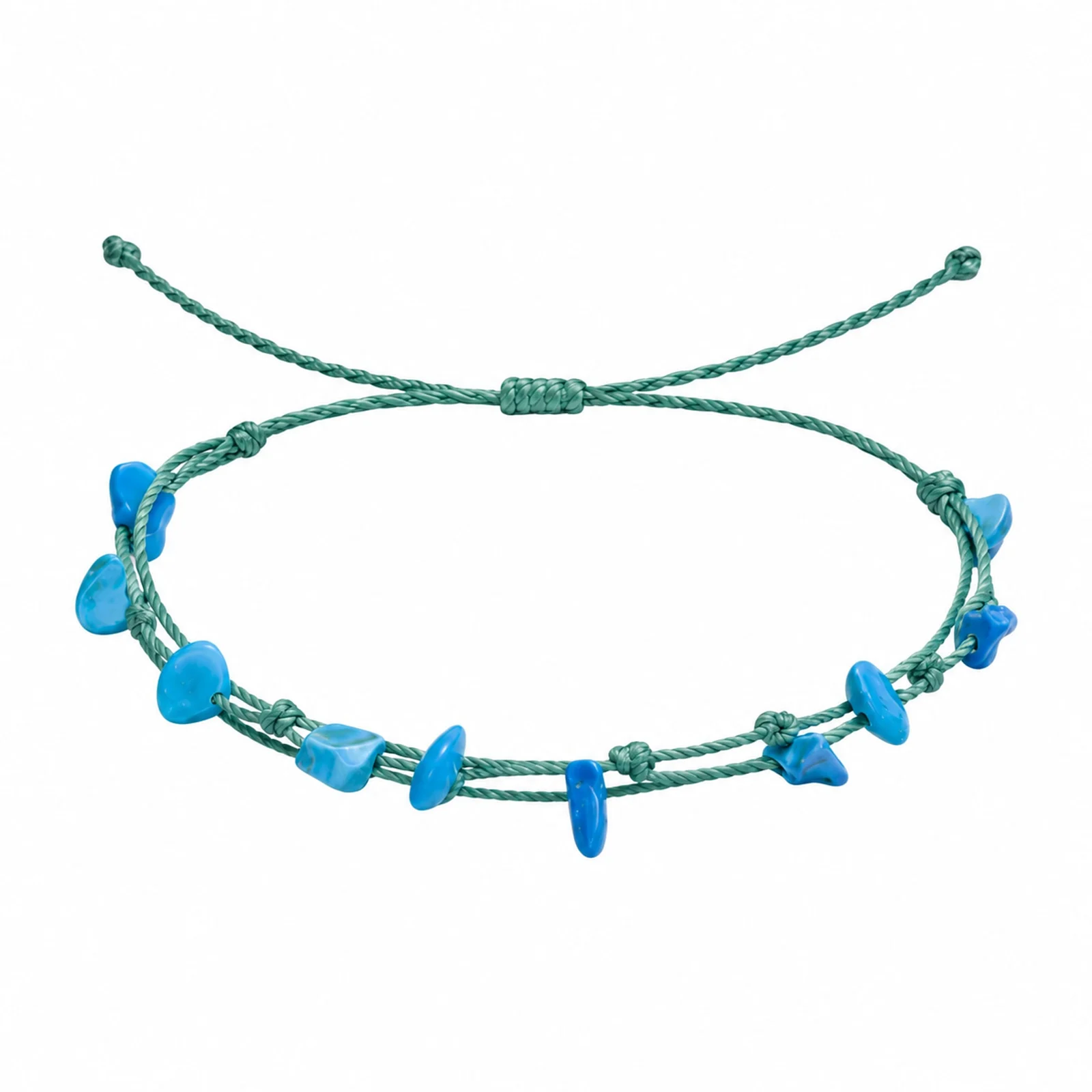PULSERA HILO ENCERADO CON TURQUESA