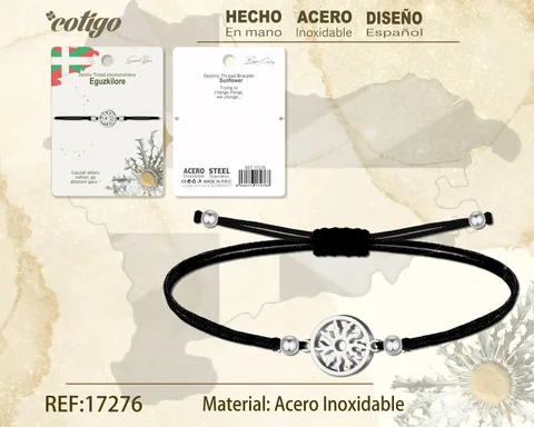 PULSERA HILO ENCERADO -EGUZKILORE-PLATEADO