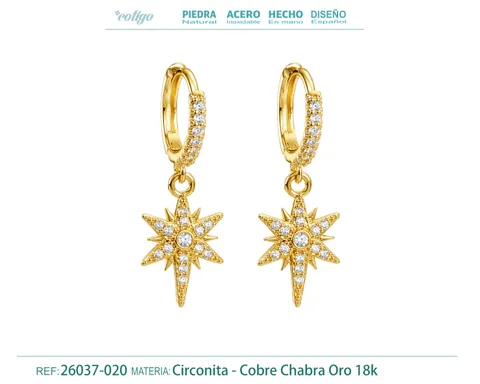 Brinco de argola com pendente de zircónia cúbica prateada
