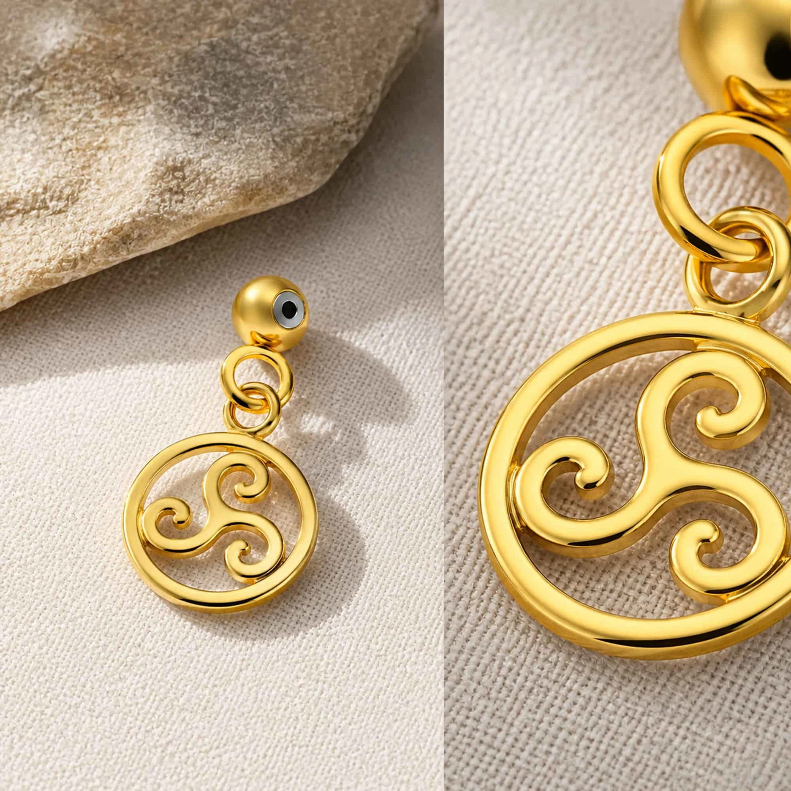 CHARM ACERO INOXIDABLE COLOR DORADO -CON BOLA DE GOMA