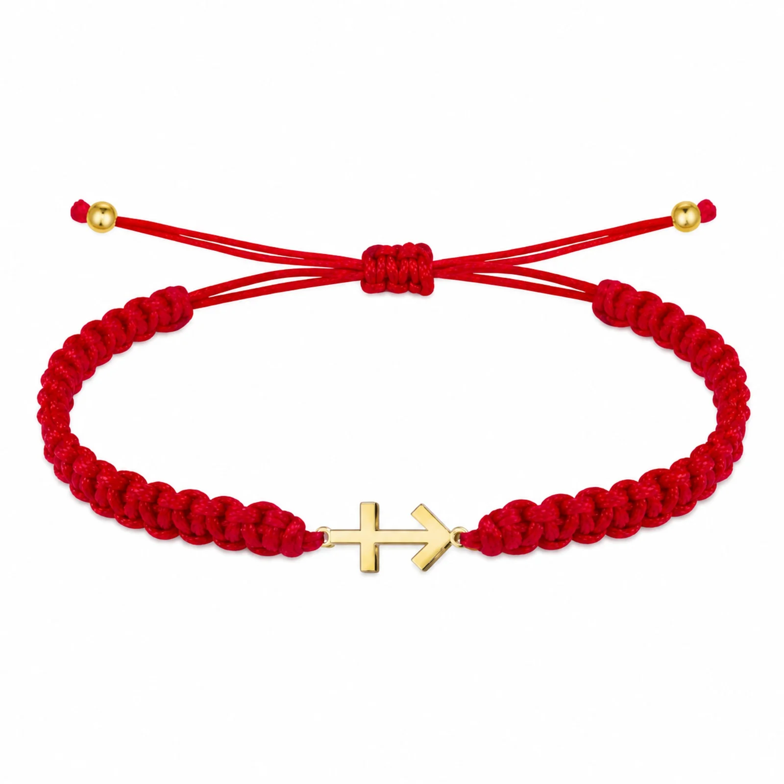 PULSERA HILO DESTINO  CON CRUZ CONTRA EL MAL ACERO DORADO