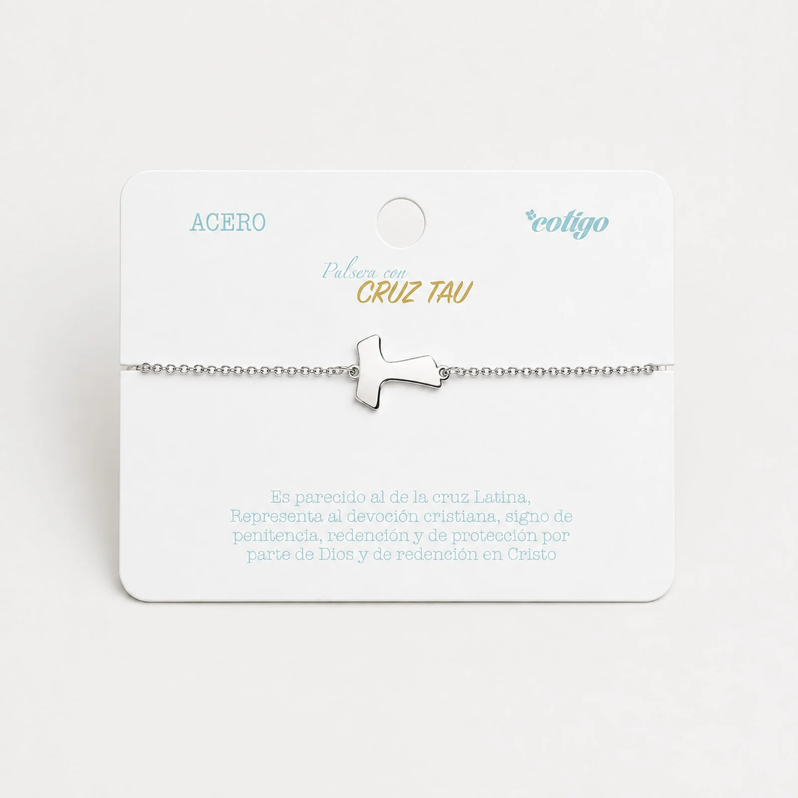 PULSERA CRUZ TAU  ACERO PLATEADO