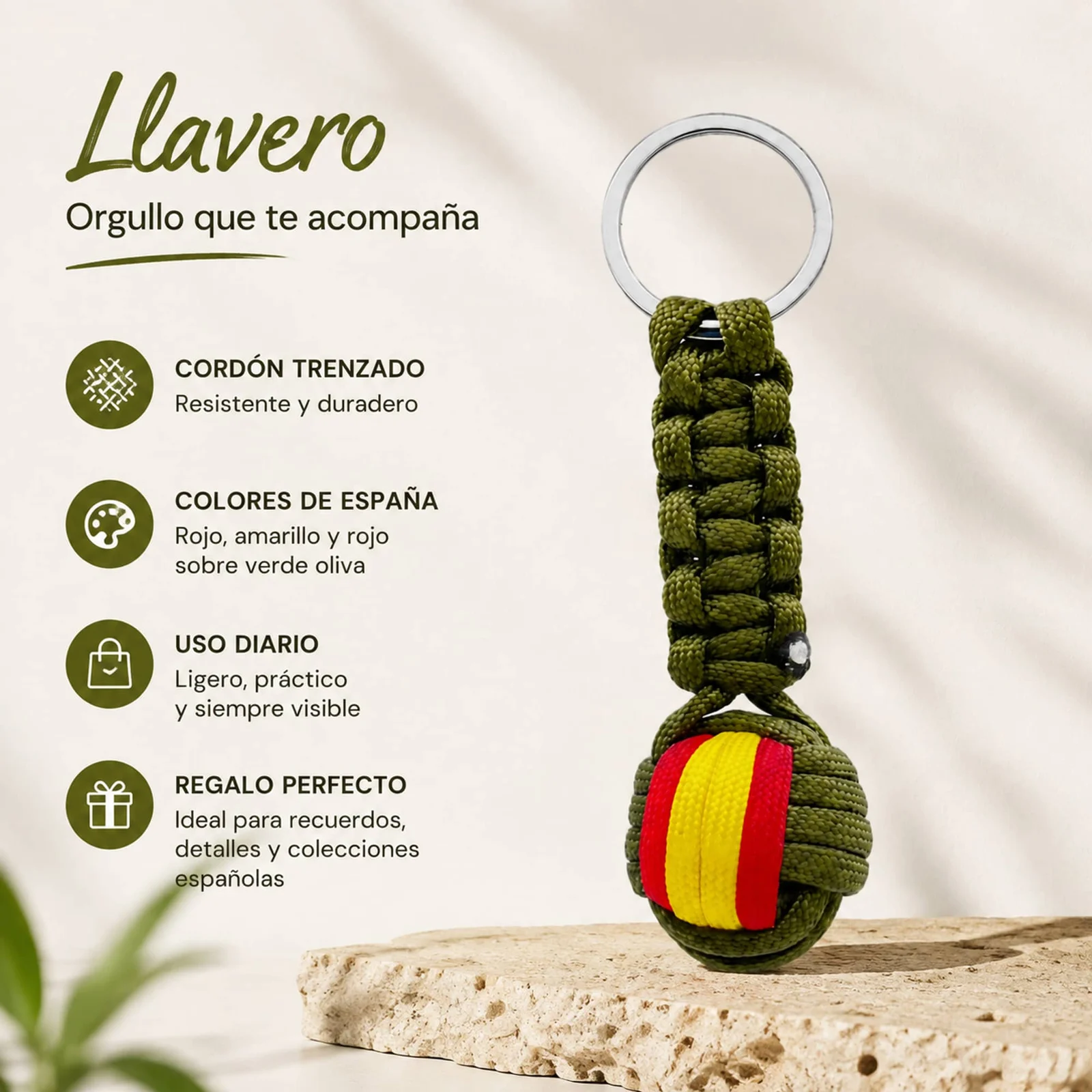 LLAVERO BOLA DE CUERDA CON ARO ACERO