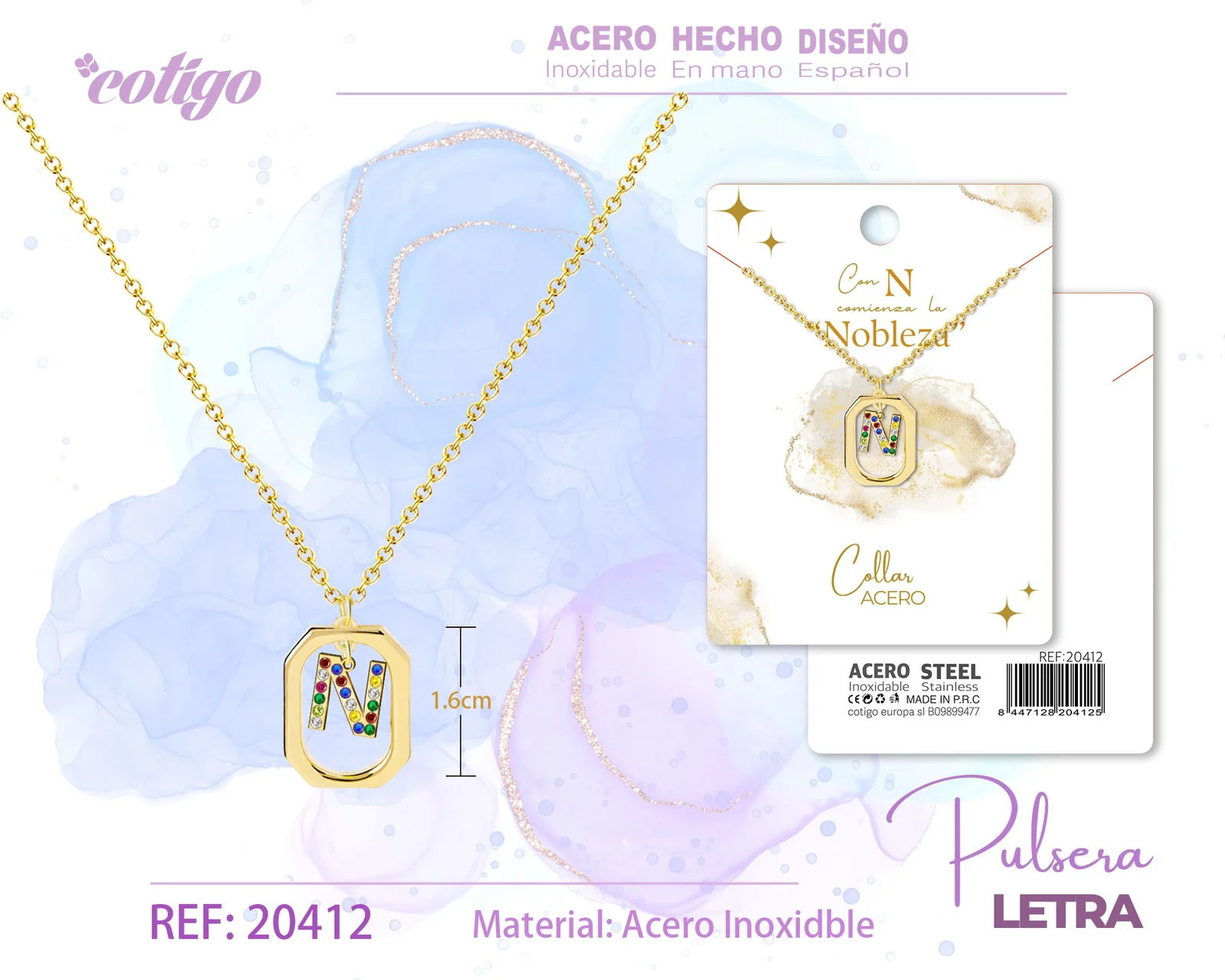 COLLAR LETRA N DORADO CON CIRCONITAS