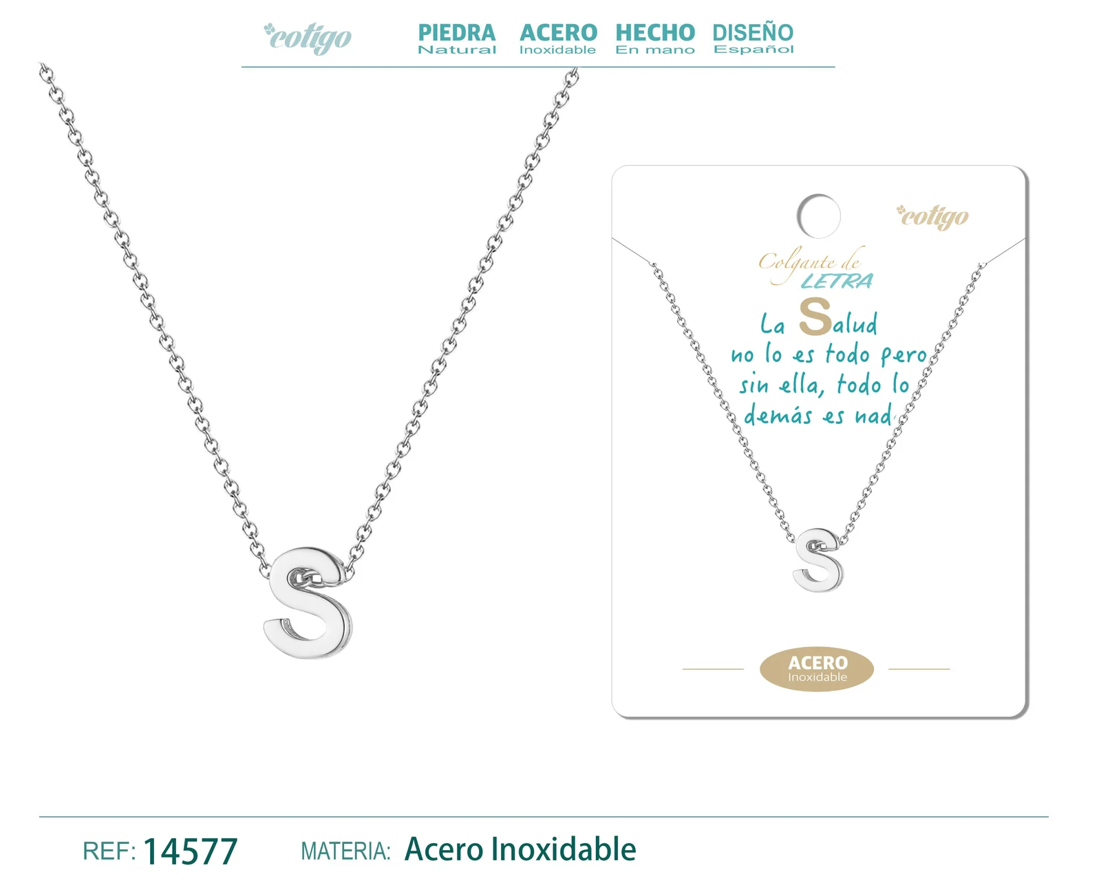 COLLAR LETRA S COLOR PLATEADO
