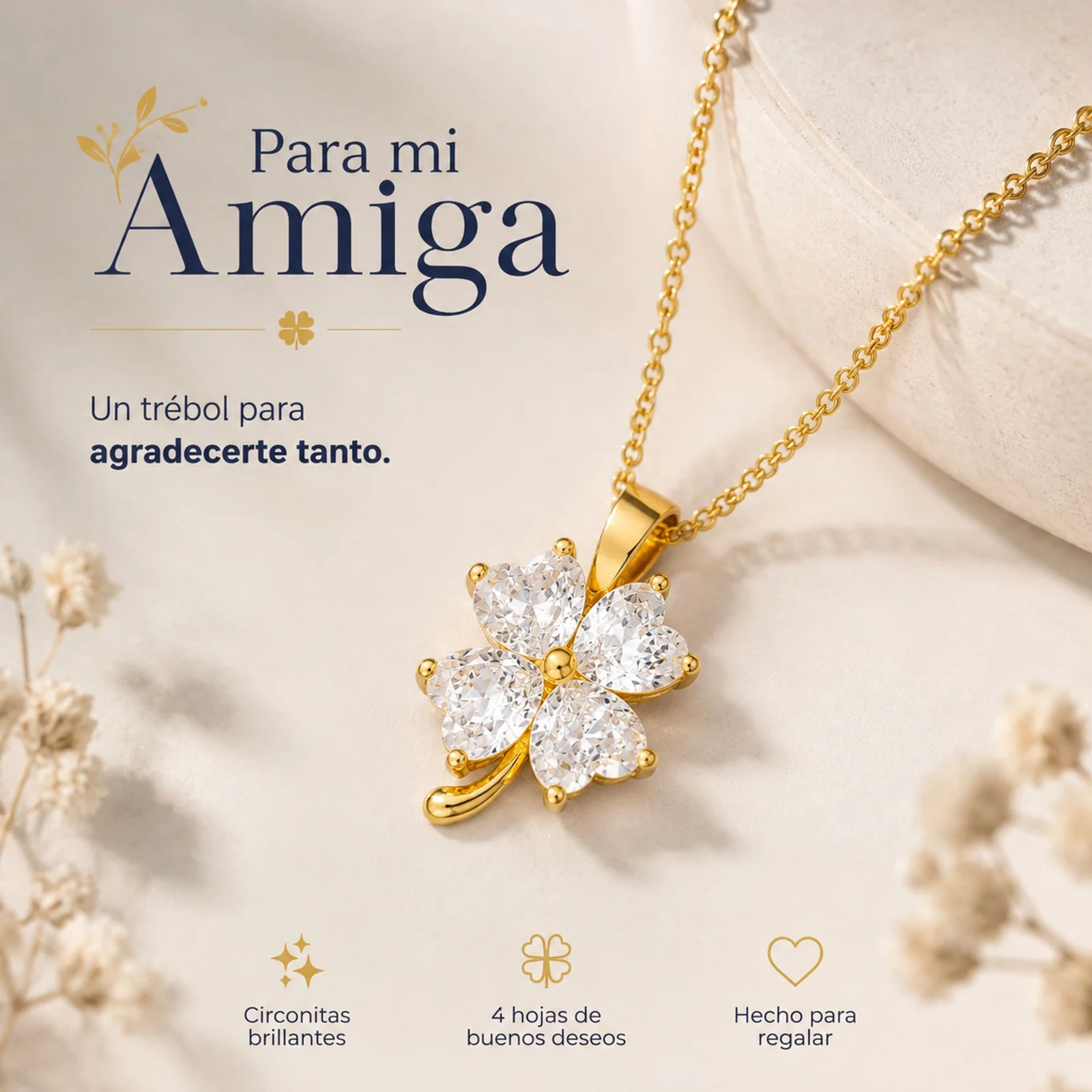 COLLAR ACERO CON CIRCONITA PARA REGALAR A  AMIGA