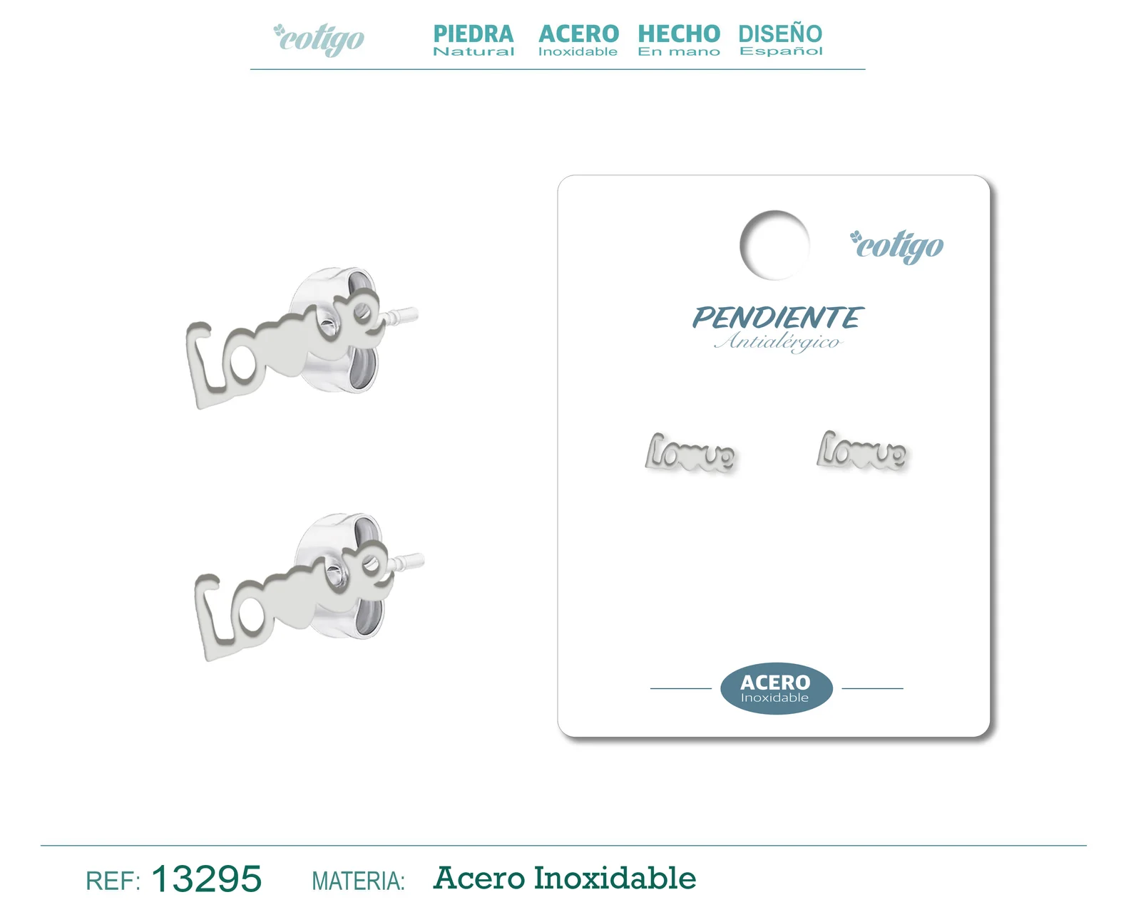 PENDIENTE ACERO  INOXIDABLE COLOR PLATEADO