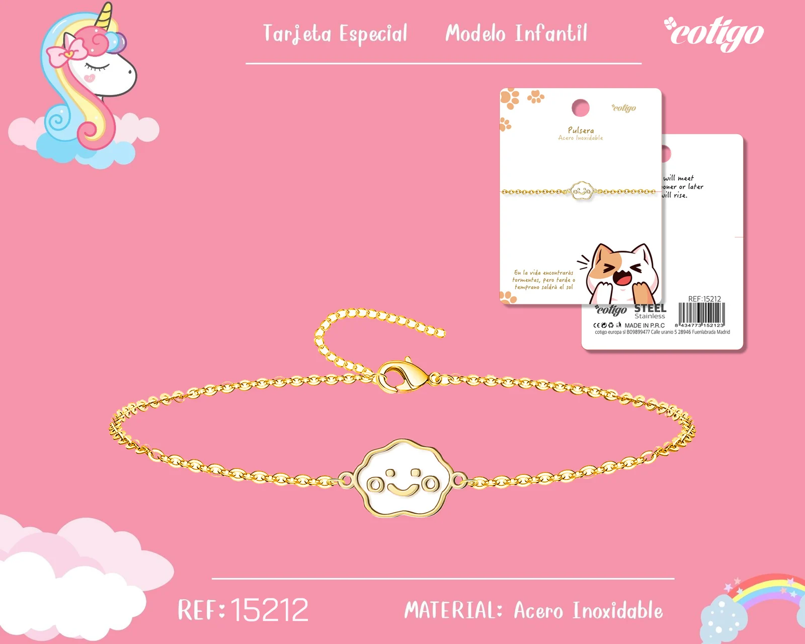 PULSERA DE NIÑA ACERO COLOR DORADO