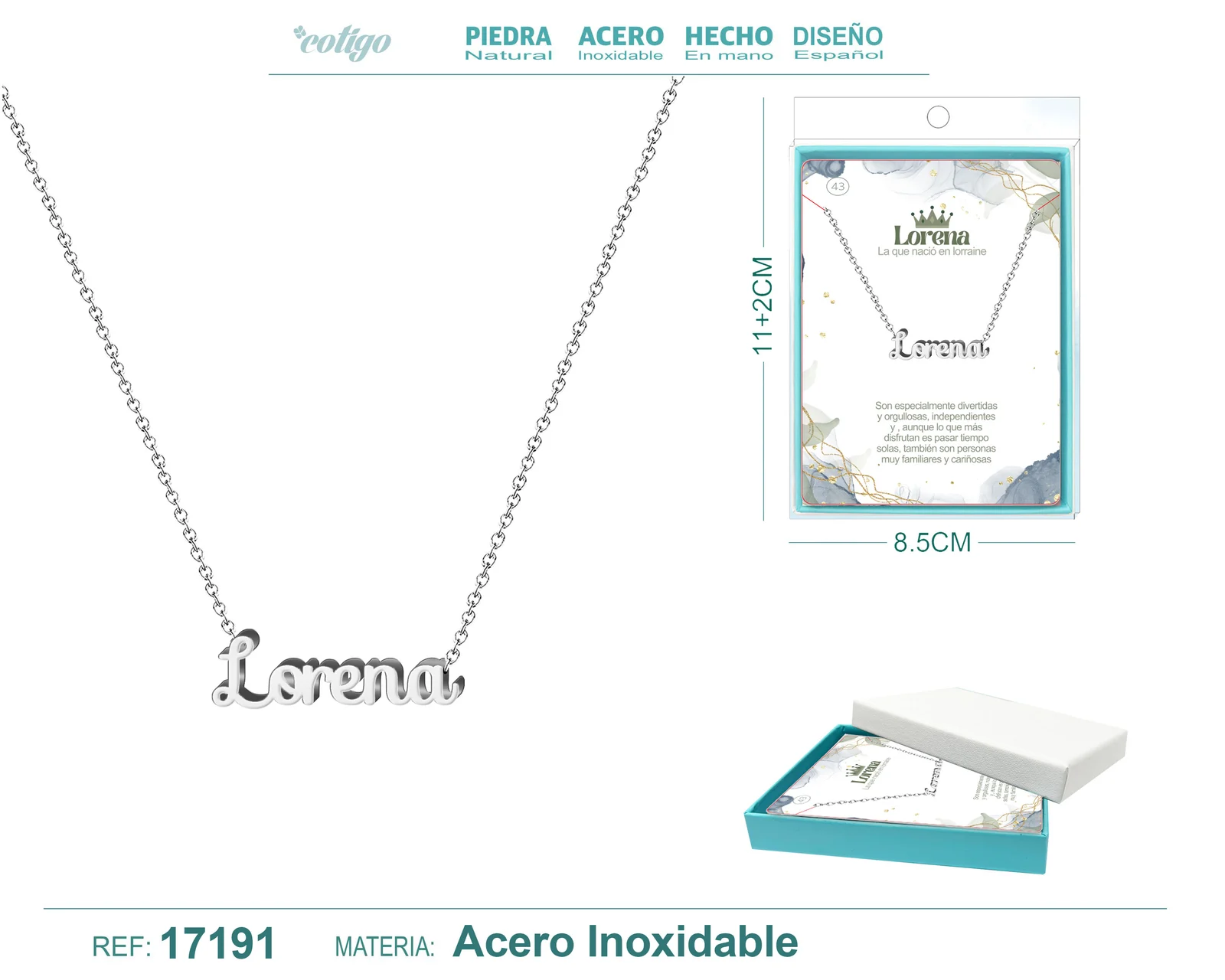 COLLAR LORENA ACERO COLOR PLATEADO
