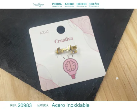 ANILLO CON PALABRA CREATIVA ACERO COLOR DORADO
