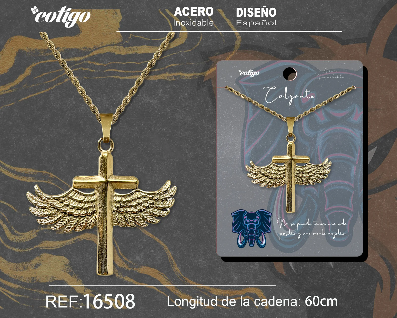 COLGANE HOMBRE ACERO COLOR DORADO